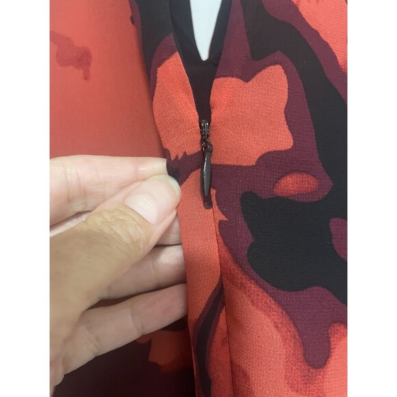 Philosophy Red Black Floral Halter Maxi Dress Size 4 Sleeveless Lined Elegant - Picture 10 of 13